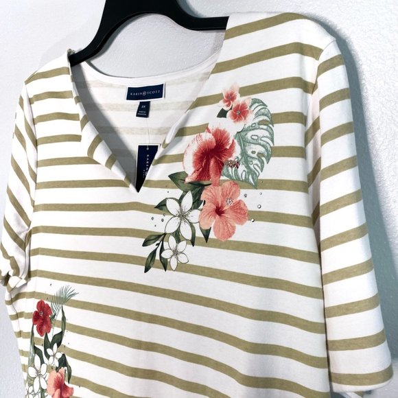 NWT Two Karen Scott Plus Havana Floral Top #4 - Picture 6 of 10